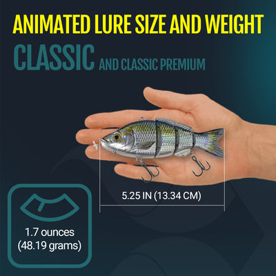 DIMENSIONS AND WEIGHT OF ANIMATED LURE CLASSIC