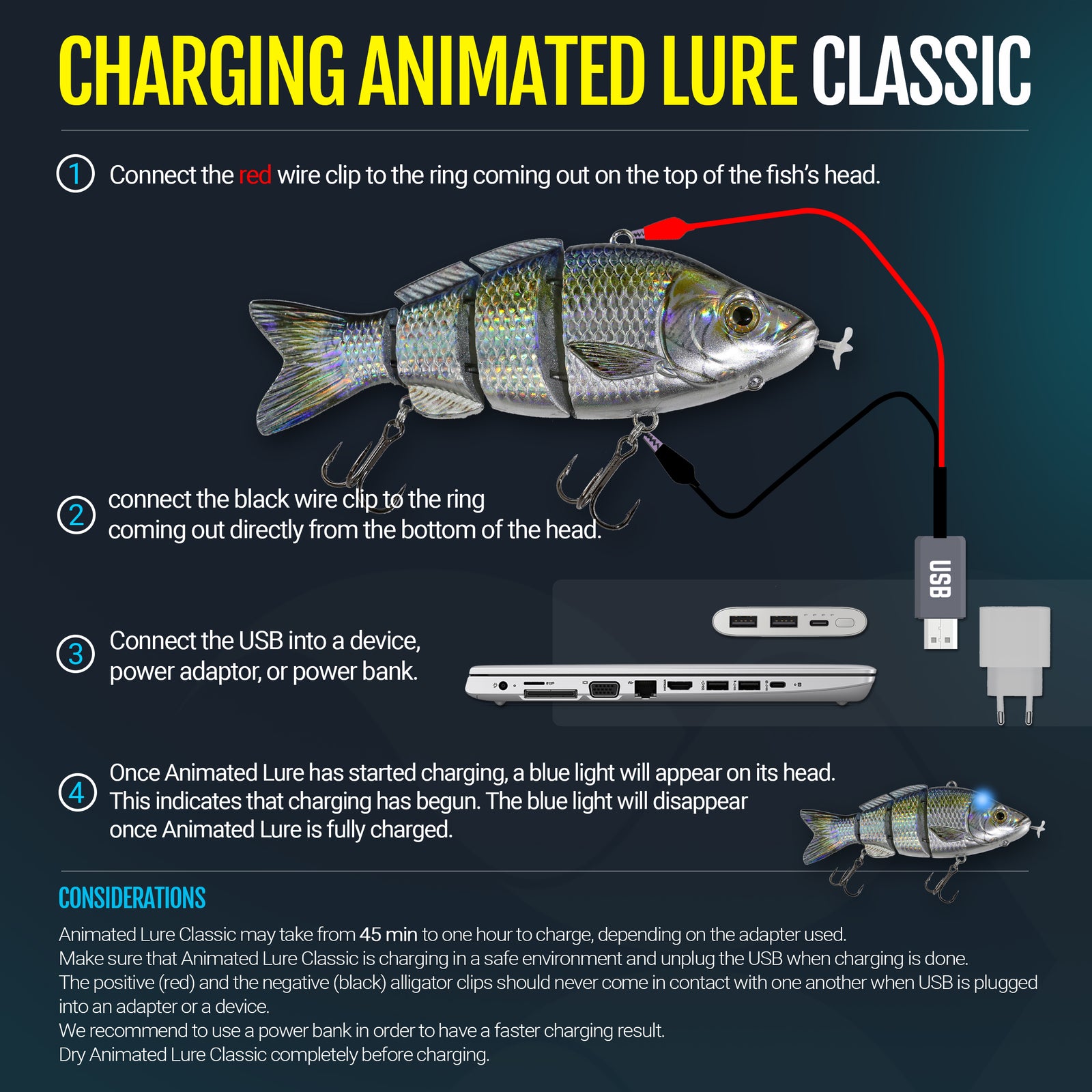 animated fishing lures.com Lure,Fishing Lures for Bass Trout with Hooks - Swimming Lure for Freshwater & Saltwater : Buy Online at Best Price in KSA Better Maneuverability ANIMATED LURE CLASSIC CHARGING INSTRUCTION